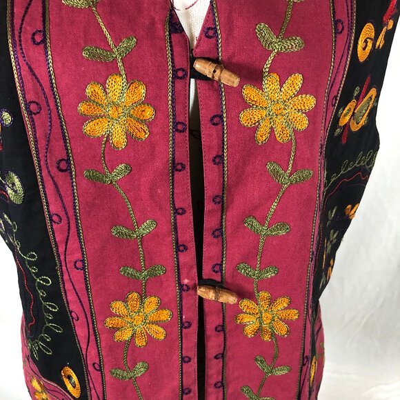 Vintage Lizwear Embroidered Floral Vest - Artisan Boho Statement Piece - Picture 7 of 12